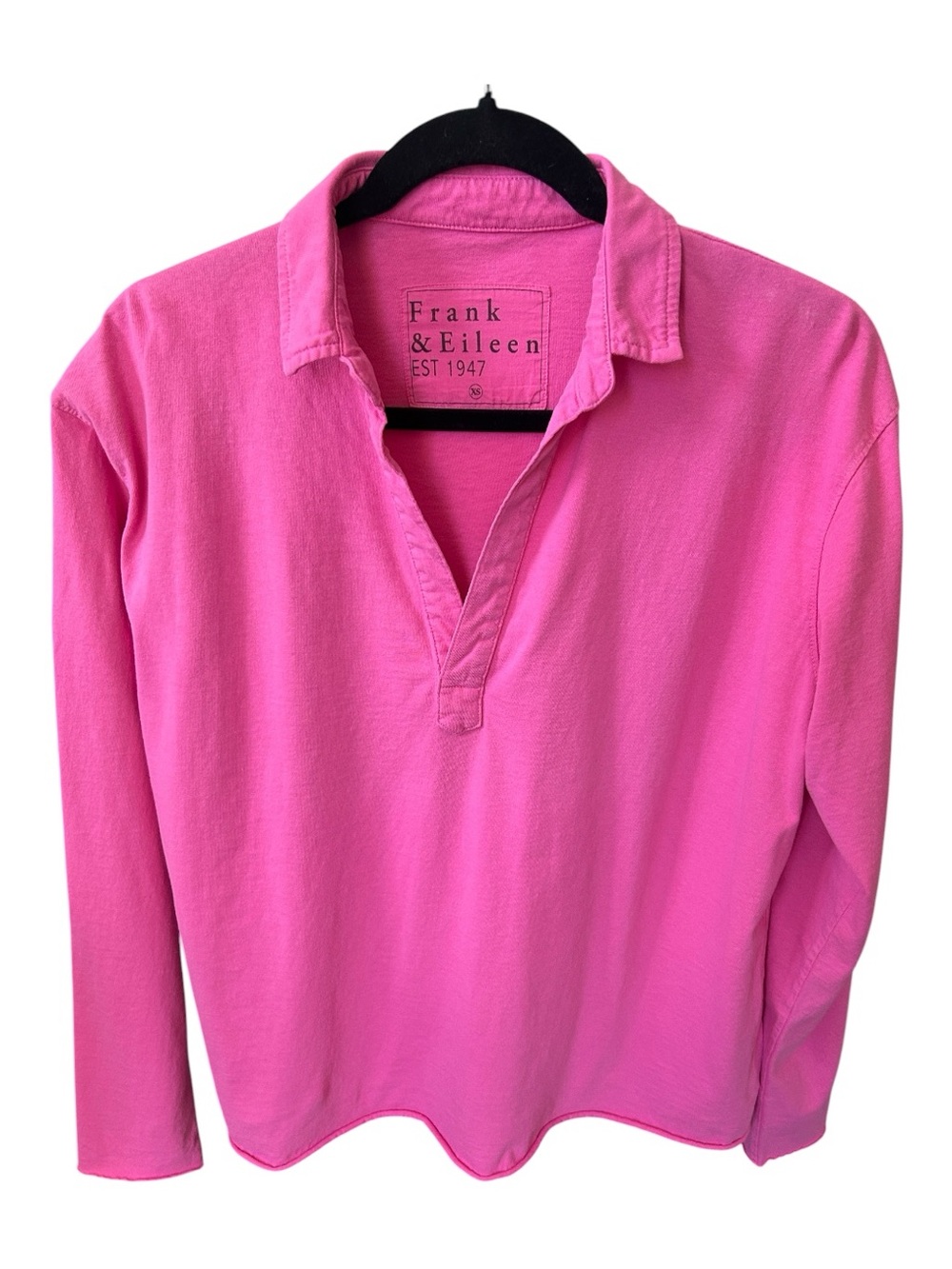 Frank & Eileen Patrick Popover Henley Top Hot Pink Size XS